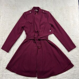 Darling Burgundy Belted Pea Coat